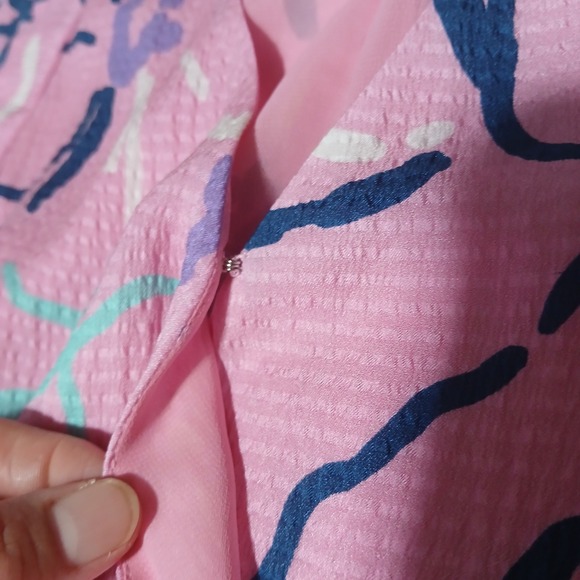 Tanya Taylor Pink Floral Print Wrap Jumpsuit Cropped Sleeve Tie Waist Size 6 - Picture 12 of 14